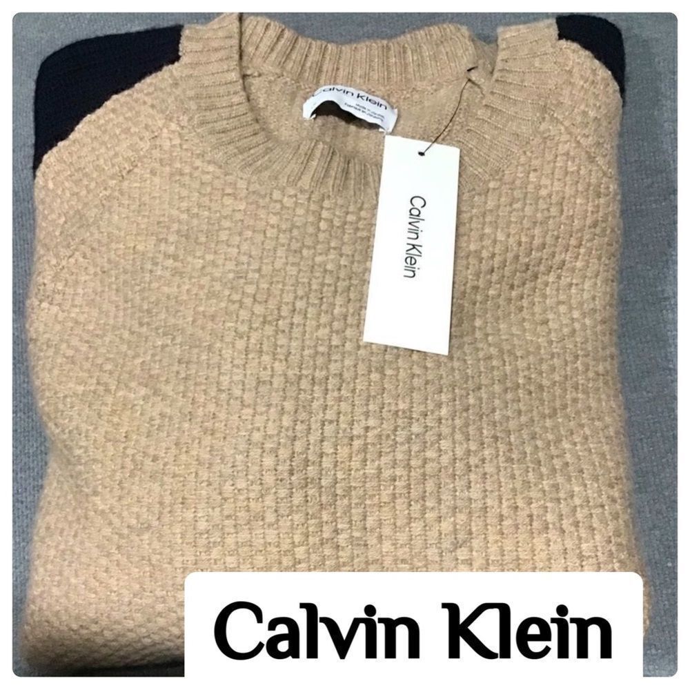 CALVIN KLEIN Cashmere WOOL Men’s Color-blocked Sweater Large - Picture 8 of 8